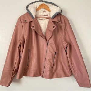 Sebby Collection Faux Fur/Leather Moto Jacket